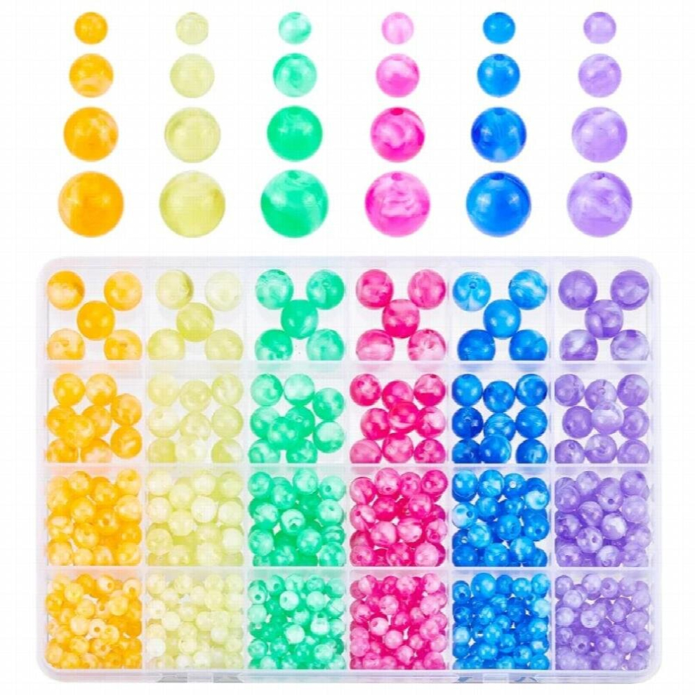 534Pcs Mixed Acrylic Beads 6/8/10/12mm Round Loose Spacer Bead for DIY Bracelet Necklace Earring Jewelry Making Crafts-image-OPC-PCTN7Q8-NEW