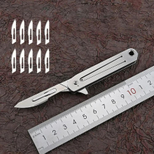 1pc stainless steel quick-opening art mini folding key chain sharp scalpel carry-on express unpacking