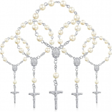 30Pcs Baptism Rosary Beads Finger Baptism Rosaries Faux Pearls for Baptism Favors Christening Favors Communion Favors