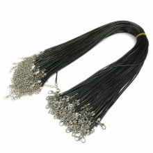 100pcs/lot Leather Wax Cord Rope 1.5mm Wire for DIY Pendant Necklace with Lobster Clasp Charms Jewelry Accessories
