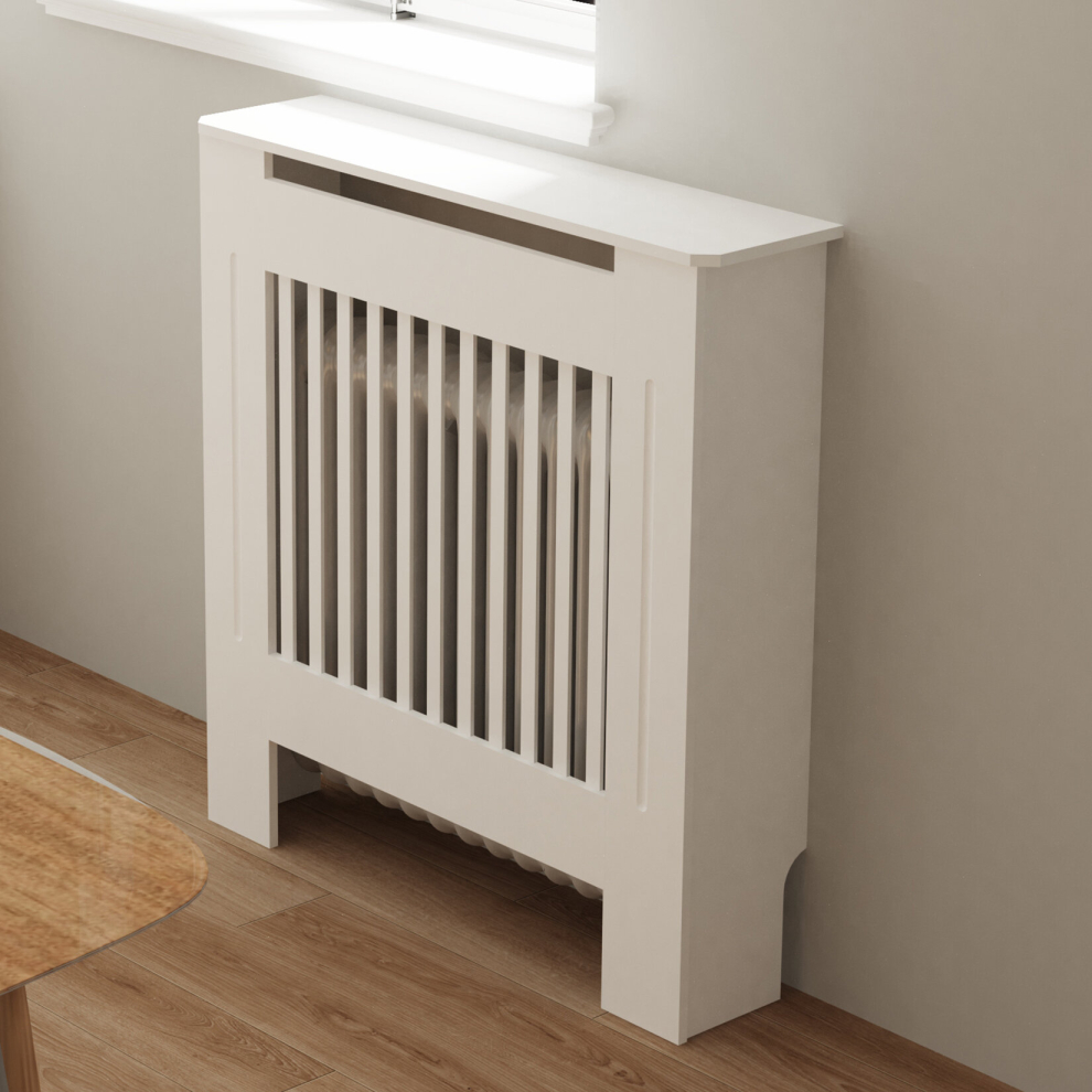 (S(H100 X W78 X D19CM)) Wooden Heater Radiator Cover Cabinet Shelf White