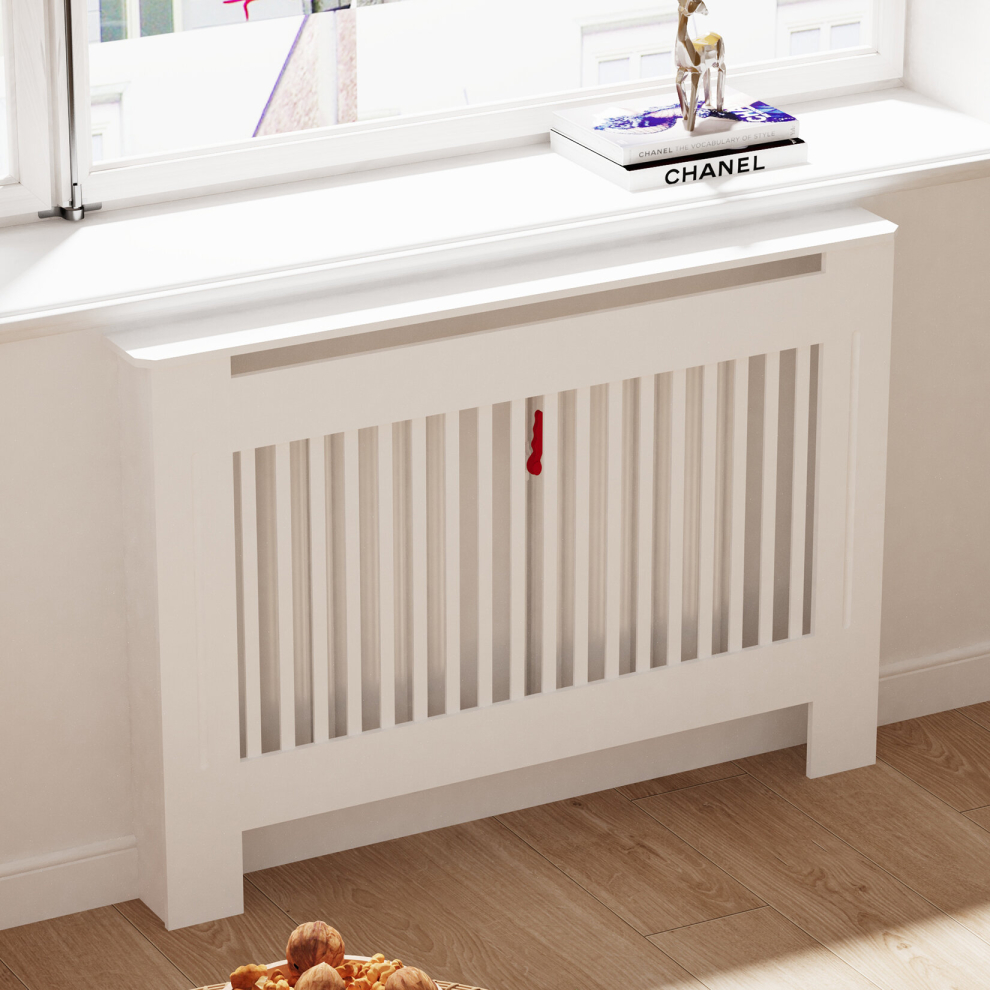 (M(H100 X W111 X D19CM)) Wooden Heater Radiator Cover Cabinet Shelf White