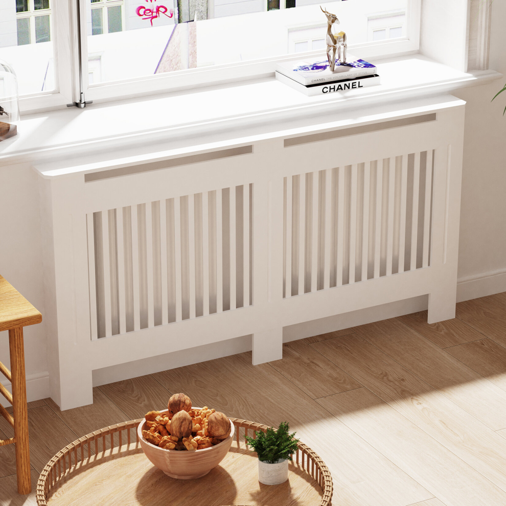 (L(H100 X W152 X D19CM)) Wooden Heater Radiator Cover Cabinet Shelf White