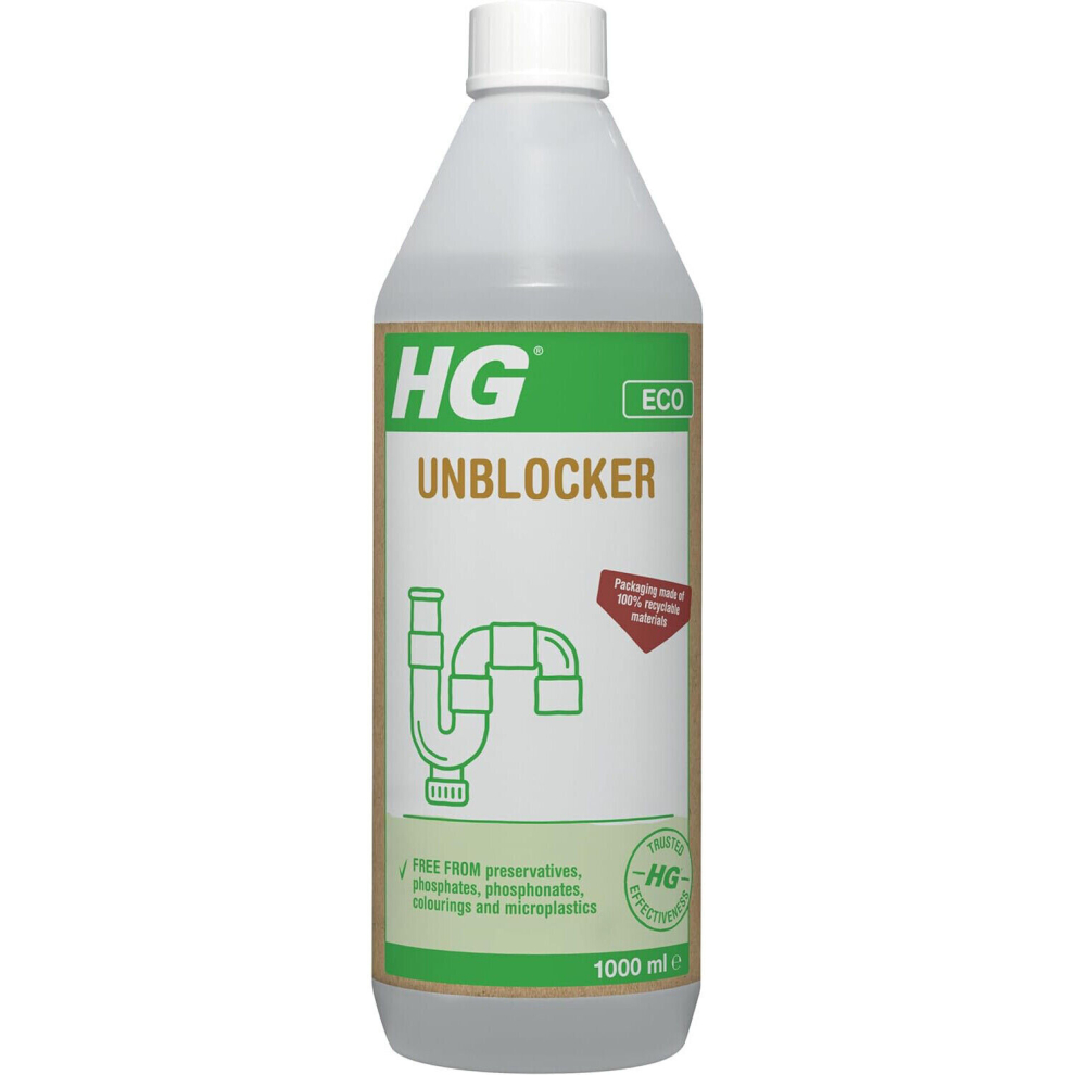 HG ECO Drain Unblocker 1 Litre Kitchen Sink & Bathroom Sink - White