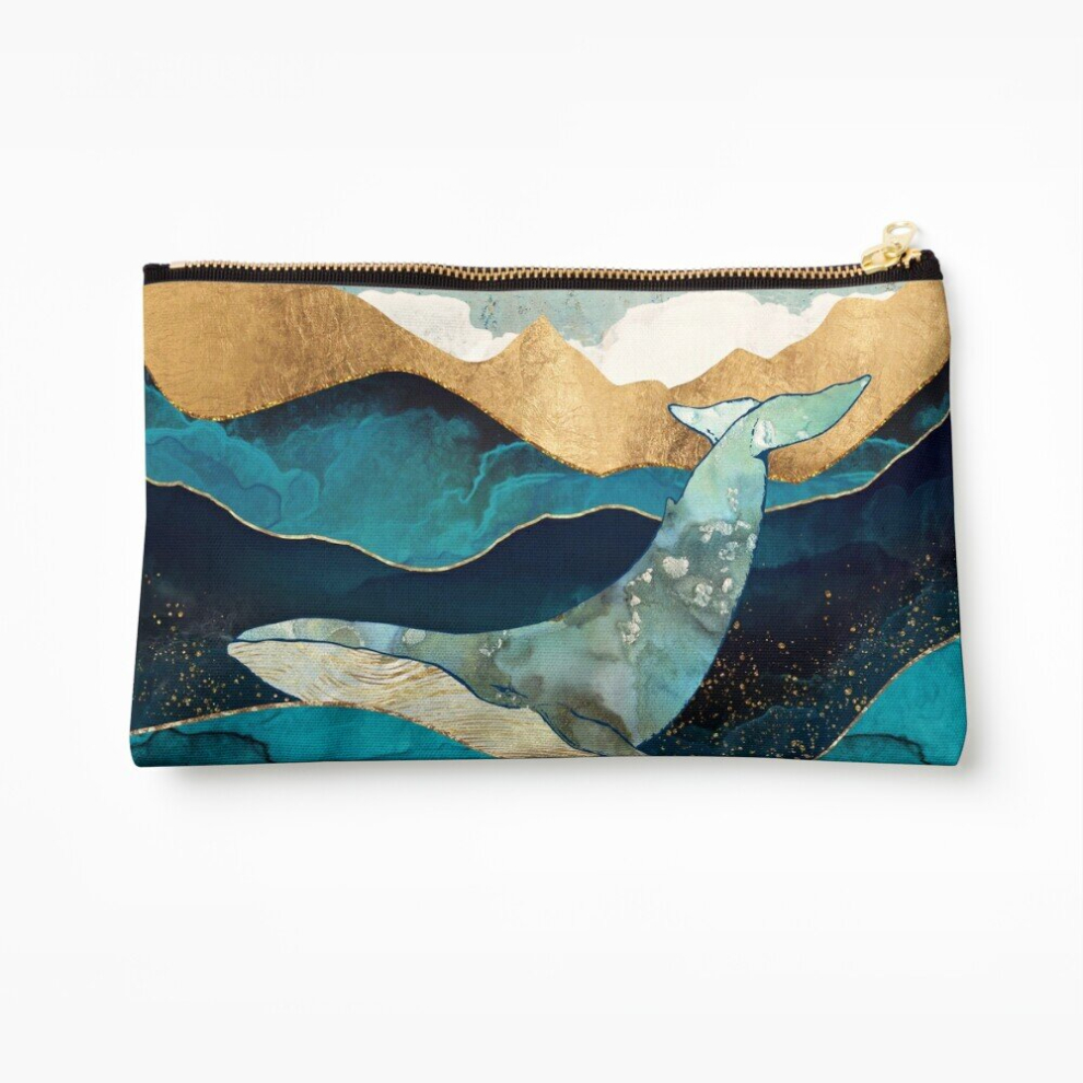 Whibos Blue Makeup Bag Whale Cosmetic Organizer Tyvek Paper Bags Zipper Pouch