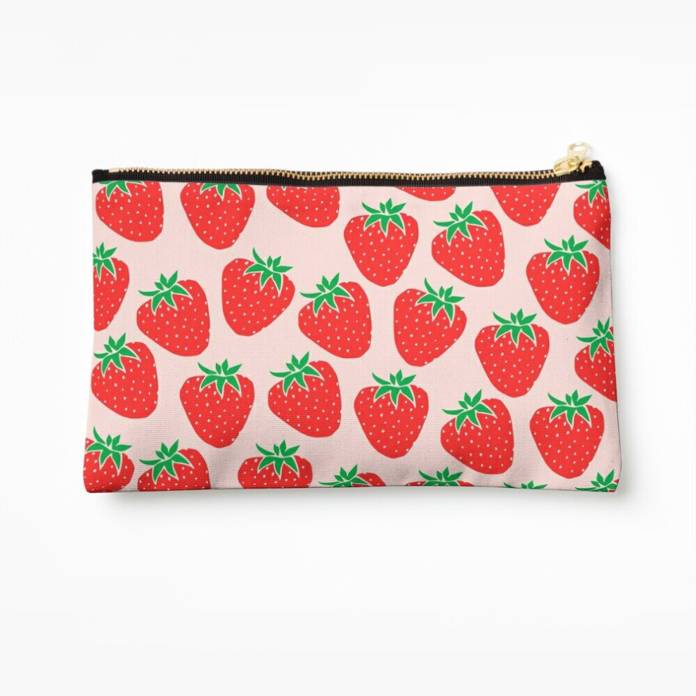 Whibos Makeup Bag Cute Strawberry Cosmetic Organizer Tyvek Paper Bags Zipper Pouch