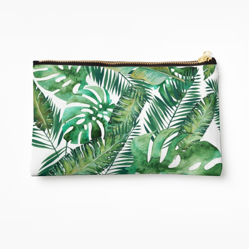 Whibos Makeup Bag Monstera Banana Palm Leaf Cosmetic Organizer Tyvek Paper Bags Zipper Pouch