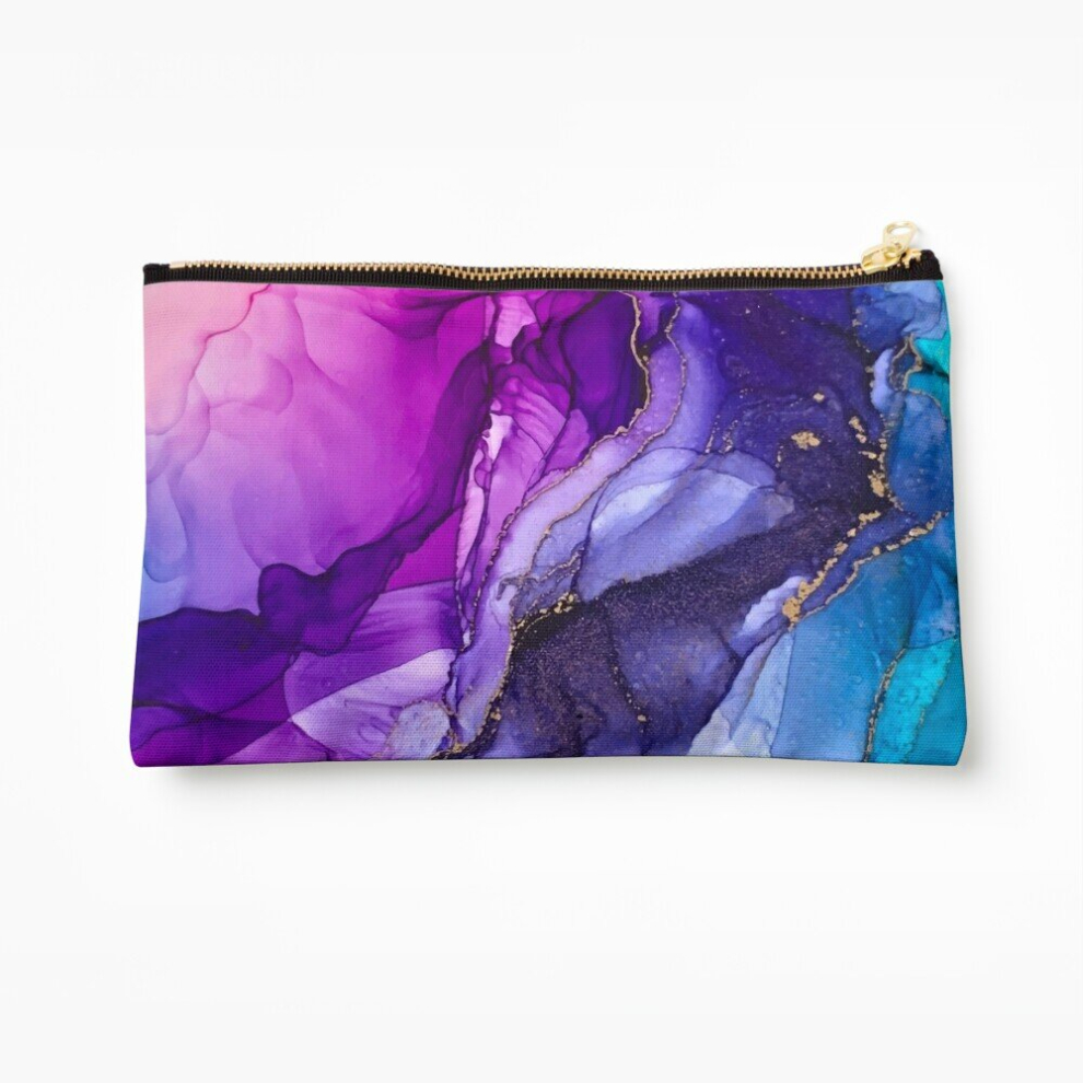 Whibos Makeup Bag Abstract Vibrant Rainbow Ombre Cosmetic Organizer Tyvek Paper Bags Zipper Pouch