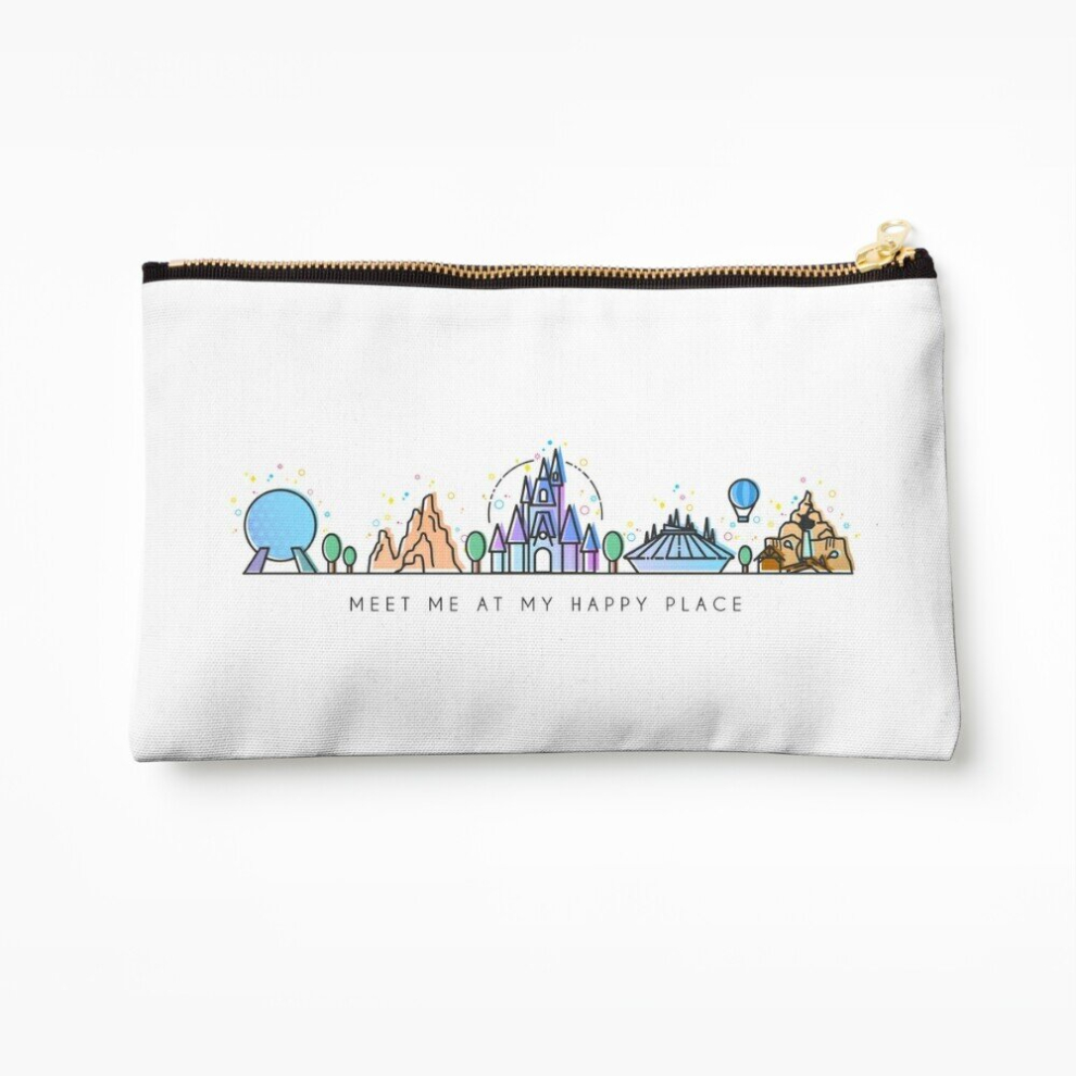 Whibos Makeup Bag Meet Me At My Happy Place Vector Orlando Theme Park Illustration Design Cosmetic Organizer Tyvek Paper Bags Zipper Pouch