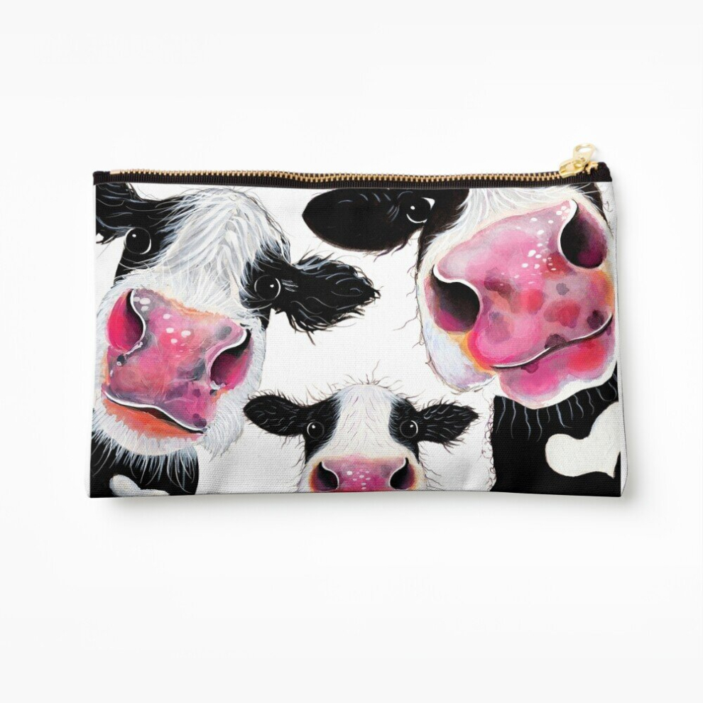 Whibos Makeup Bag Cow Print, Animal Print ' The Nosey Family ' Cosmetic Organizer Tyvek Paper Bags Zipper Pouch