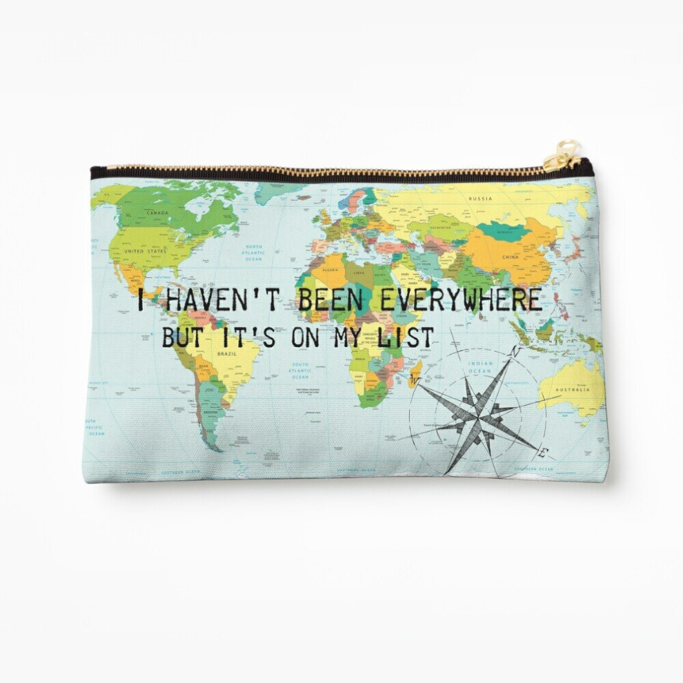 Whibos Makeup Bag I Haven't Been Everywhere But It's On My List - Travel Quote Cosmetic Organizer Tyvek Paper Bags Zipper Pouch