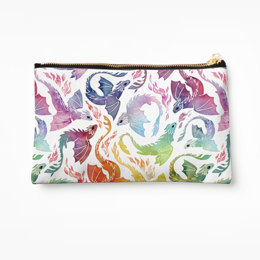 Whibos Makeup Bag Dragon Fire Rainbow Cosmetic Organizer Tyvek Paper Bags Zipper Pouch