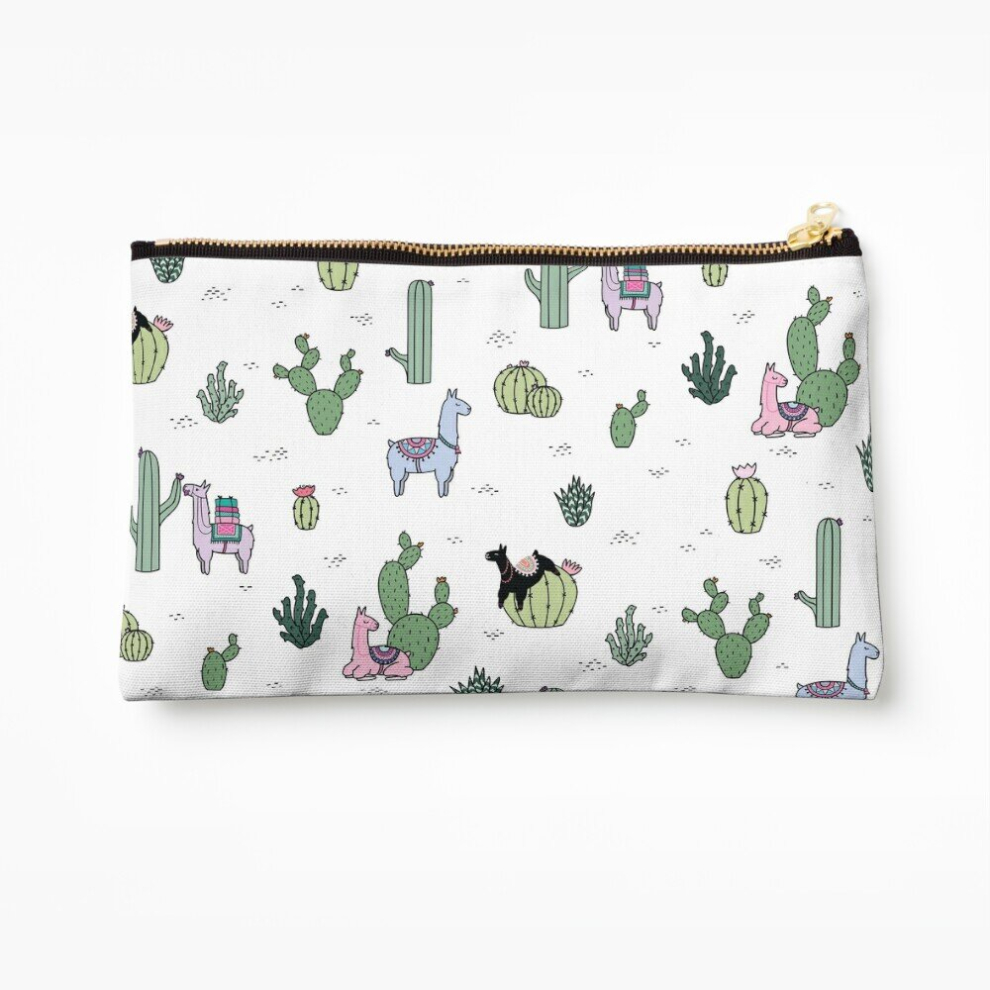 Whibos Makeup Bag Cacti Llamas Cosmetic Organizer Tyvek Paper Bags Zipper Pouch
