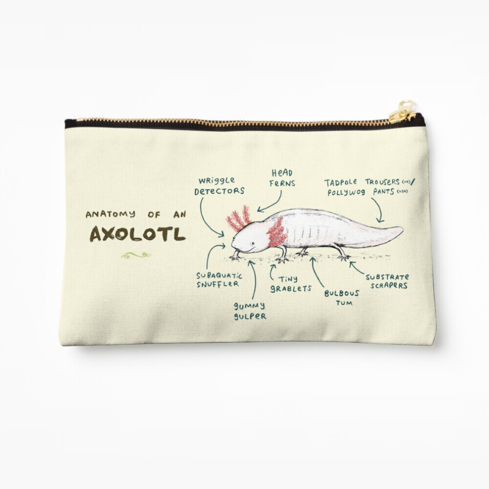 Whibos Makeup Bag Anatomy Of An Axolotl Cosmetic Organizer Tyvek Paper Bags Zipper Pouch