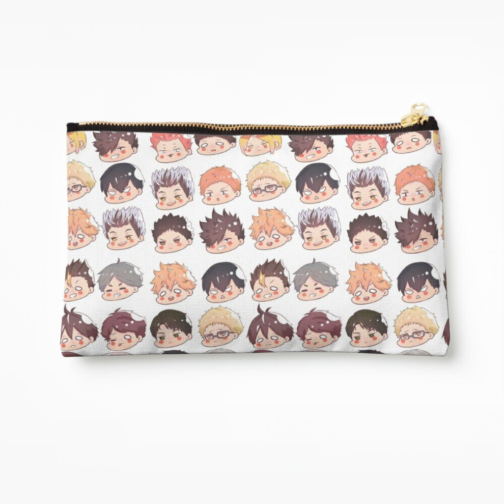 Whibos Makeup Bag Haikyuu Chibi Heads Cosmetic Organizer Tyvek Paper Bags Zipper Pouch