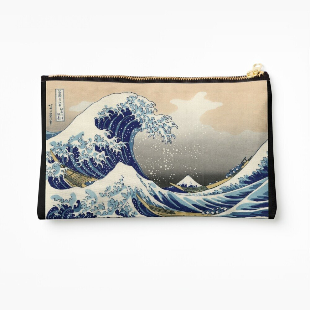 Whibos Makeup Bag 'The Great Wave Off Kanagawa' By Katsushika Hokusai (Reproduction) Cosmetic Organizer Tyvek Paper Bags Zipper Pouch