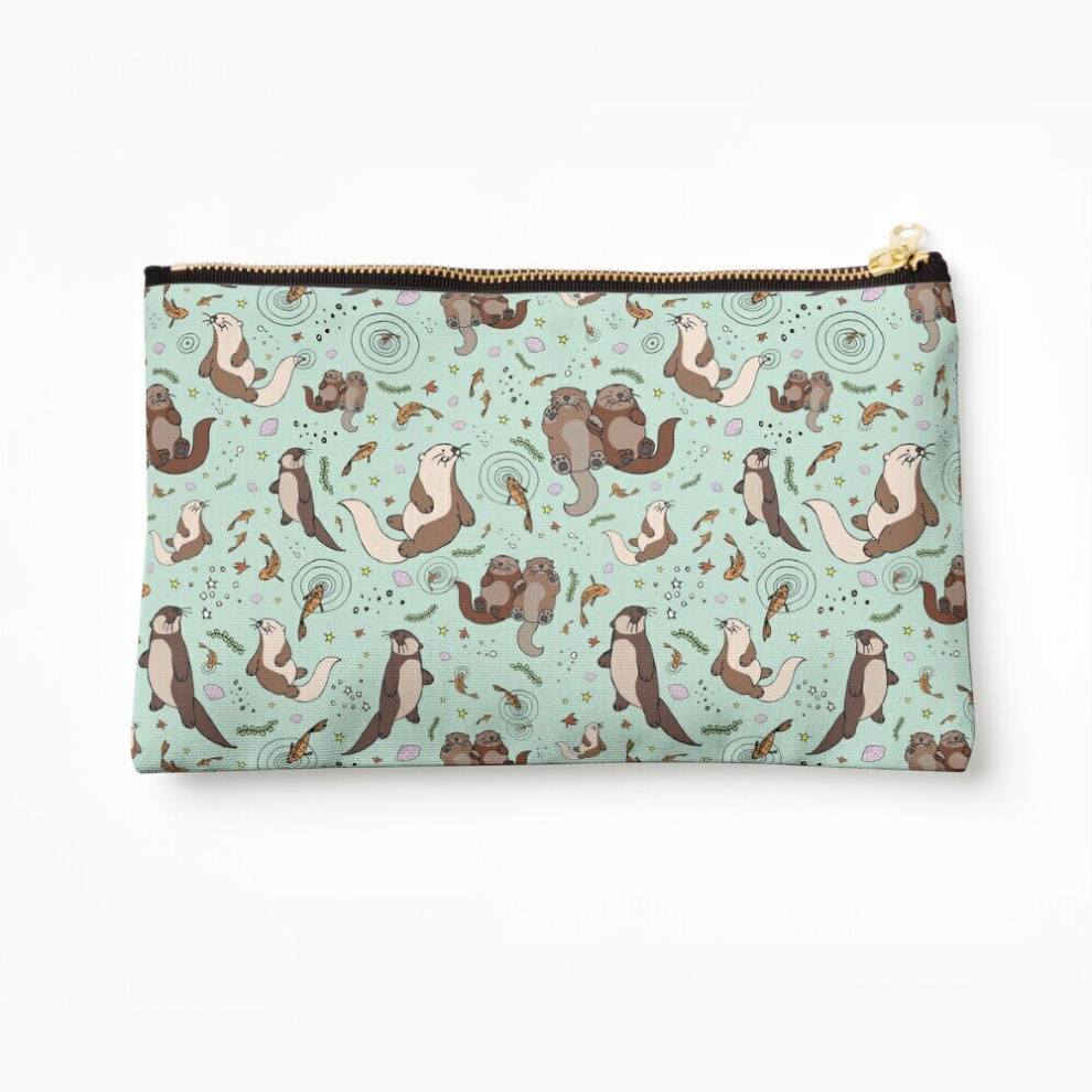 Whibos Blue Makeup Bag Otters In Cosmetic Organizer Tyvek Paper Bags Zipper Pouch