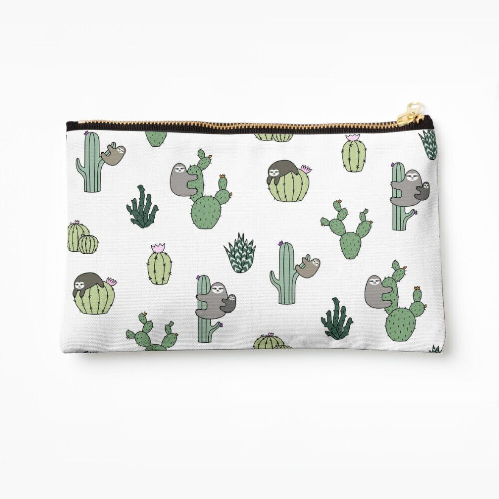 Whibos Makeup Bag Cacti Sloths Cosmetic Organizer Tyvek Paper Bags Zipper Pouch