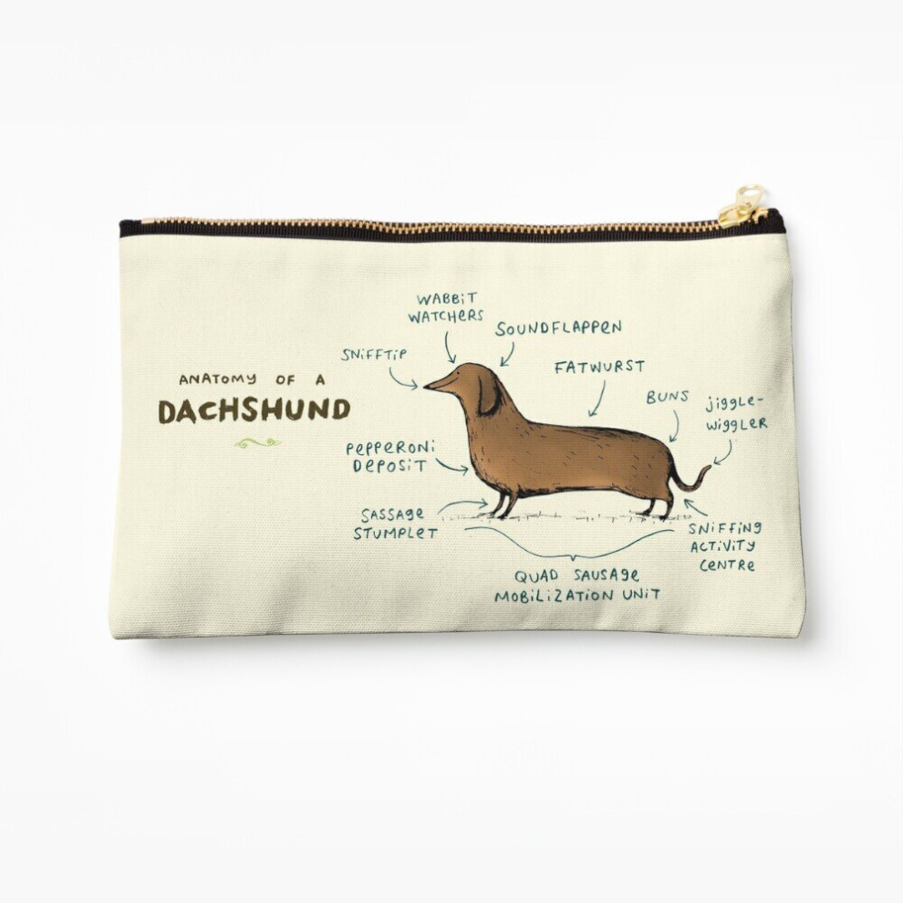 Whibos Makeup Bag Anatomy Of A Dachshund Cosmetic Organizer Tyvek Paper Bags Zipper Pouch