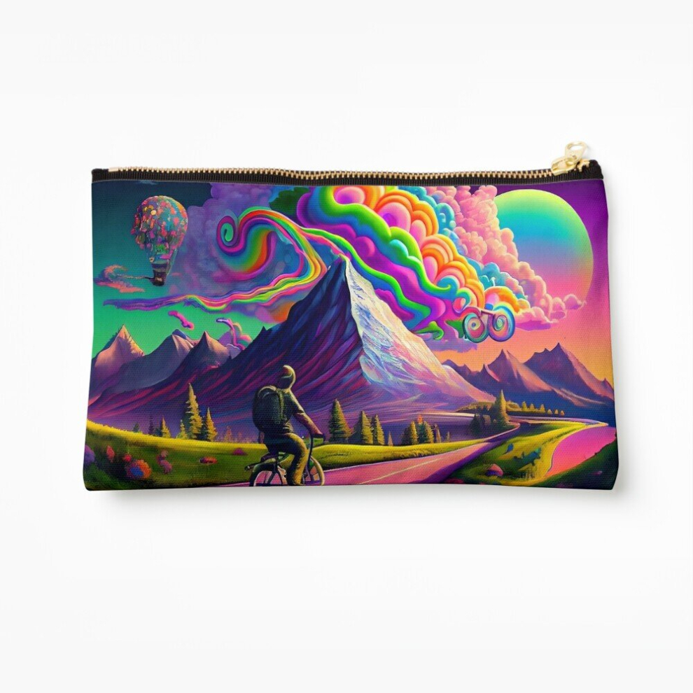 Whibos Makeup Bag Hofmann's Lsd Swiss Mountain Psychedelic Bicycle Ride Cosmetic Organizer Tyvek Paper Bags Zipper Pouch
