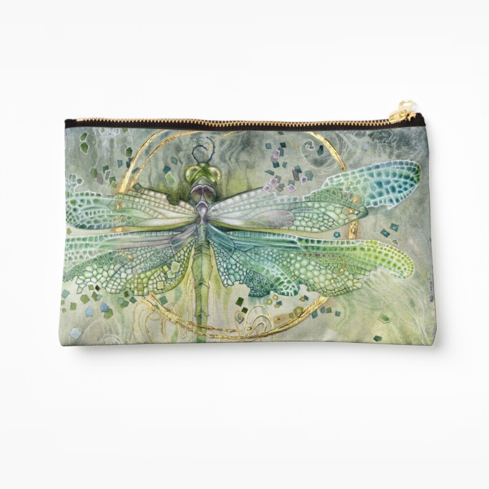 Whibos Green Makeup Bag Dragonfly Cosmetic Organizer Tyvek Paper Bags Zipper Pouch