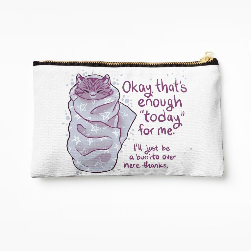 Whibos Makeup Bag "That's Enough "Today" For Me" Purrito Burrito Cat Cosmetic Organizer Tyvek Paper Bags Zipper Pouch