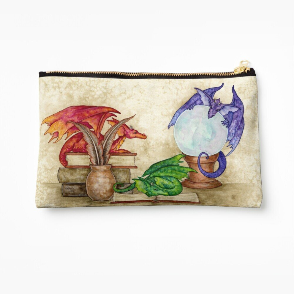 Whibos Makeup Bag Dragons In The Library Cosmetic Organizer Tyvek Paper Bags Zipper Pouch