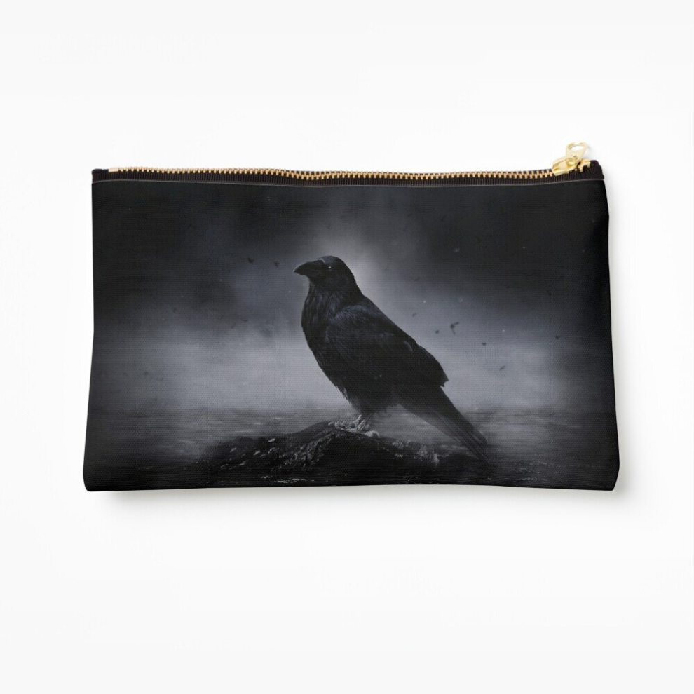Whibos Makeup Bag Raven In The Fog Cosmetic Organizer Tyvek Paper Bags Zipper Pouch
