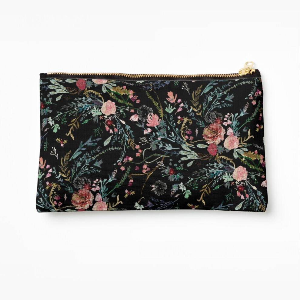 Whibos Makeup Bag Midnight Floral Cosmetic Organizer Tyvek Paper Bags Zipper Pouch