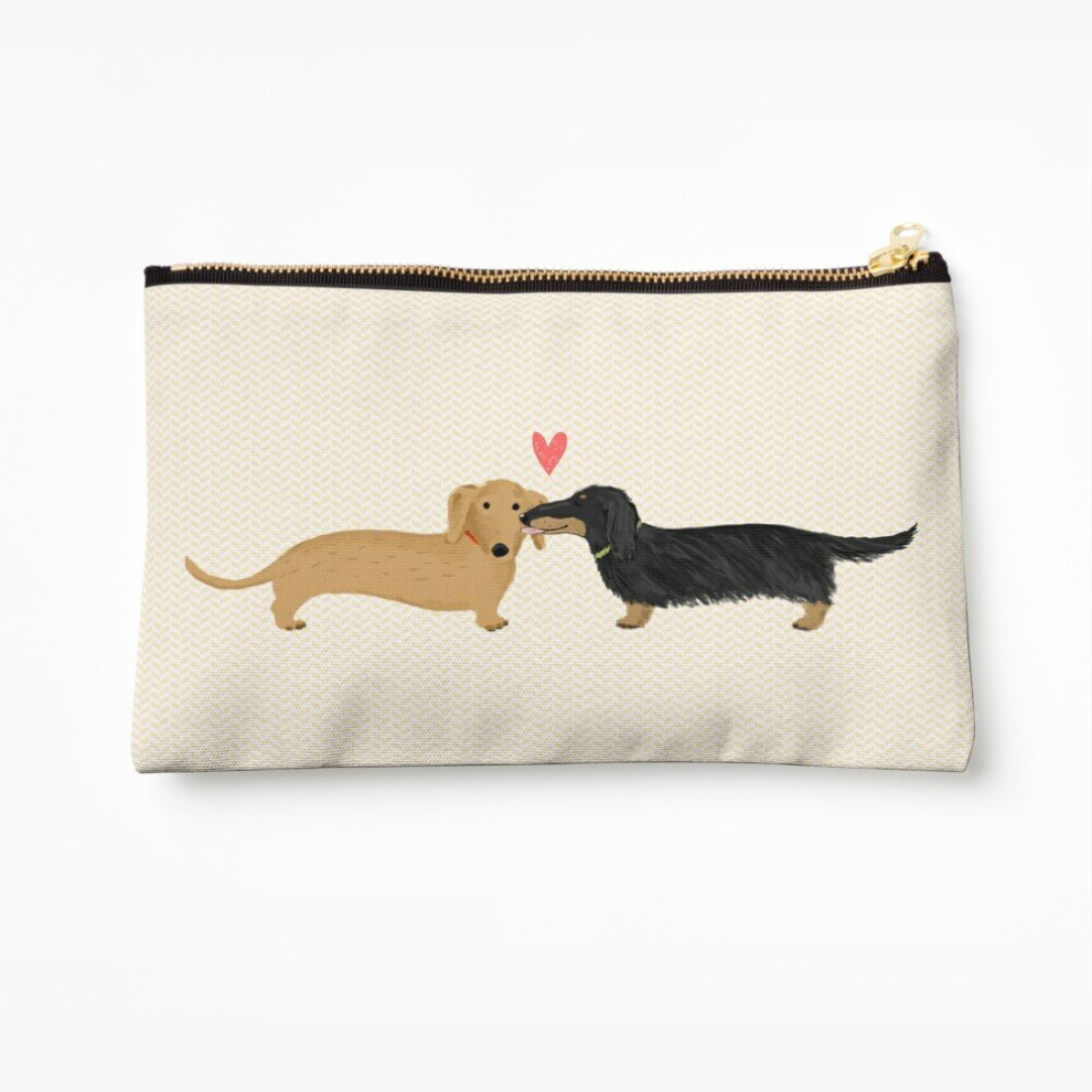 Whibos Makeup Bag Dachshunds Love Cosmetic Organizer Tyvek Paper Bags Zipper Pouch