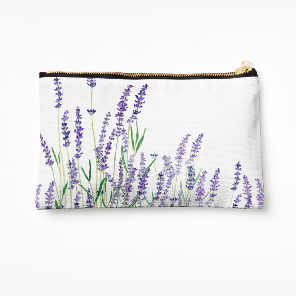 Whibos Purple/Lavender Makeup Bag Horizontal Watercolor Cosmetic Organizer Tyvek Paper Bags Zipper Pouch