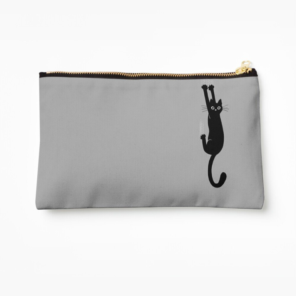 Whibos Black Makeup Bag Cat Holding On Cosmetic Organizer Tyvek Paper Bags Zipper Pouch