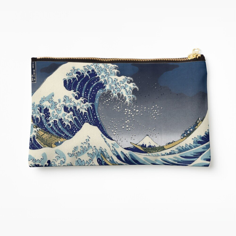 Whibos Makeup Bag Great Wave: Kanagawa Night Cosmetic Organizer Tyvek Paper Bags Zipper Pouch