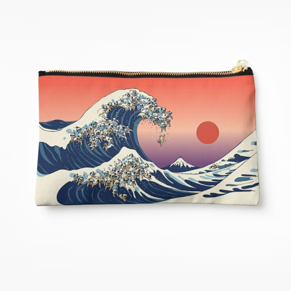 Whibos Makeup Bag The Great Wave Of Pug Cosmetic Organizer Tyvek Paper Bags Zipper Pouch