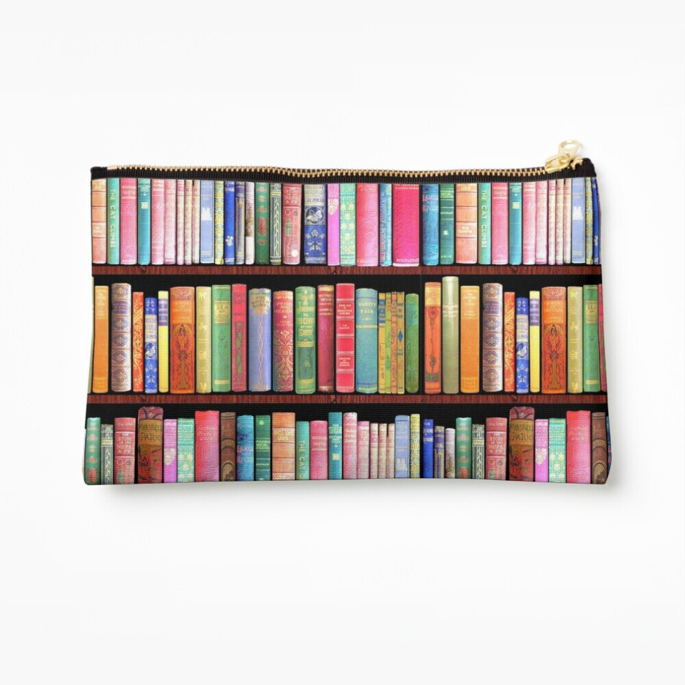 Whibos Makeup Bag Bookworm Antique Book Library, Vintage Book Shelf Cosmetic Organizer Tyvek Paper Bags Zipper Pouch