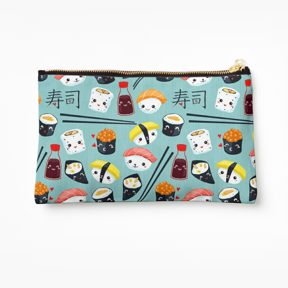 Whibos Blue Makeup Bag Kawaii Sushi In Cosmetic Organizer Tyvek Paper Bags Zipper Pouch