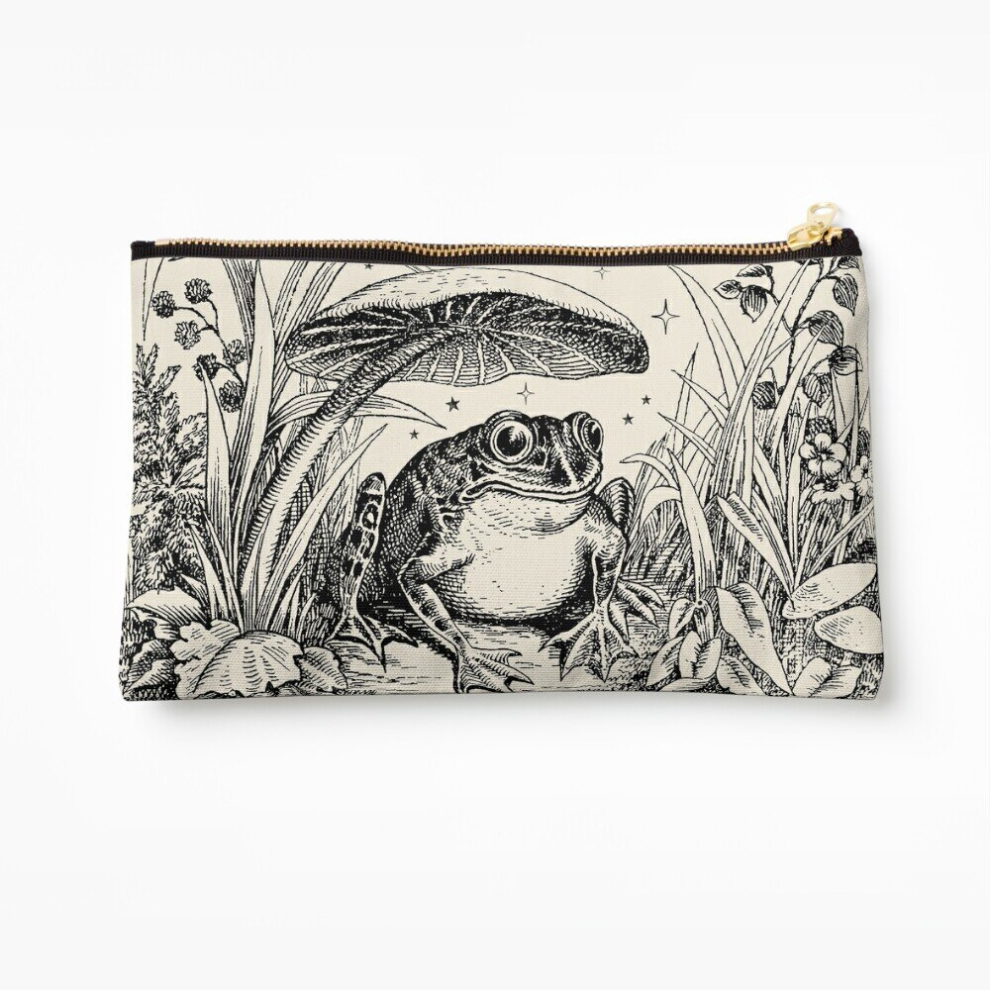 Whibos Dark Makeup Bag Cute Cottagecore Aesthetic Frog Mushroom Moon Witchy Vintage - Academia Cosmetic Organizer Tyvek Paper Bags Zipper Pouch