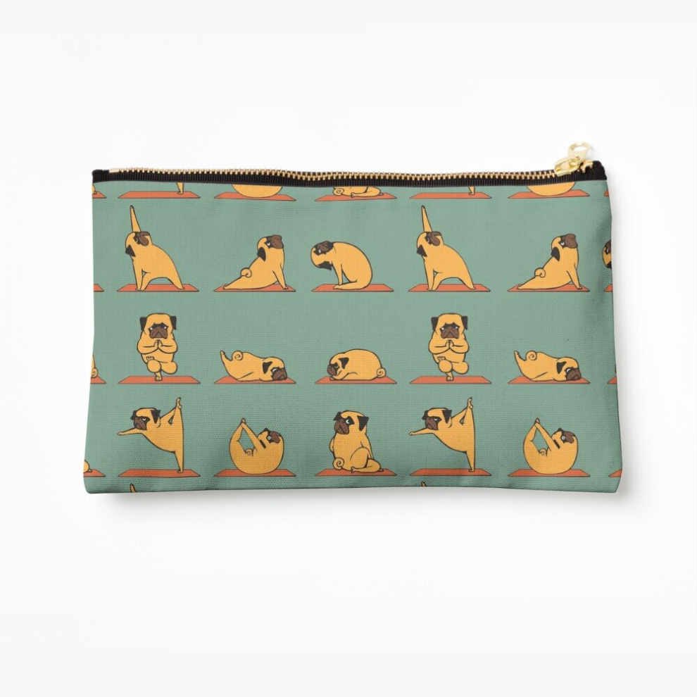 Whibos Makeup Bag Pug Yoga Cosmetic Organizer Tyvek Paper Bags Zipper Pouch