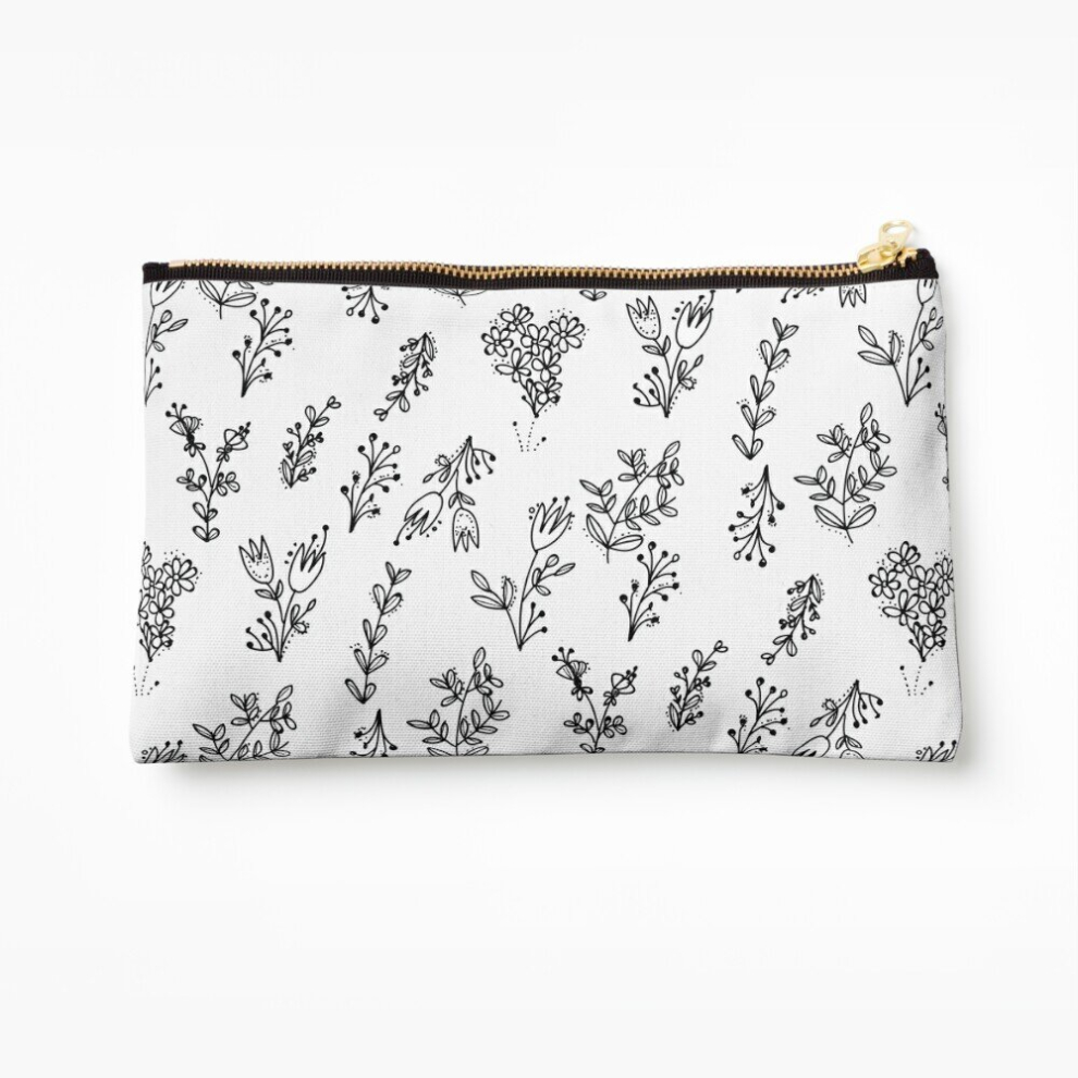 Whibos Makeup Bag White Floral Pattern Cosmetic Organizer Tyvek Paper Bags Zipper Pouch