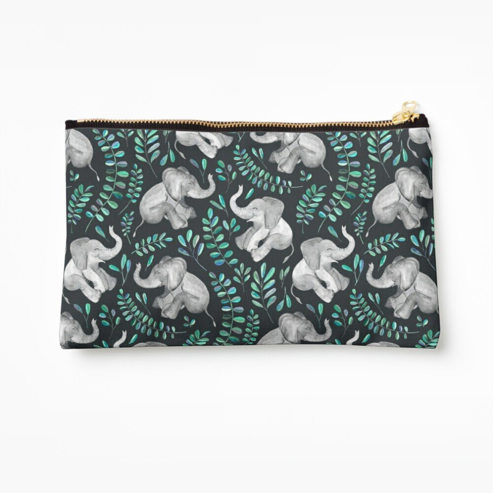 Whibos Turquoise Makeup Bag Laughing Baby Elephants Emerald And Cosmetic Organizer Tyvek Paper Bags Zipper Pouch