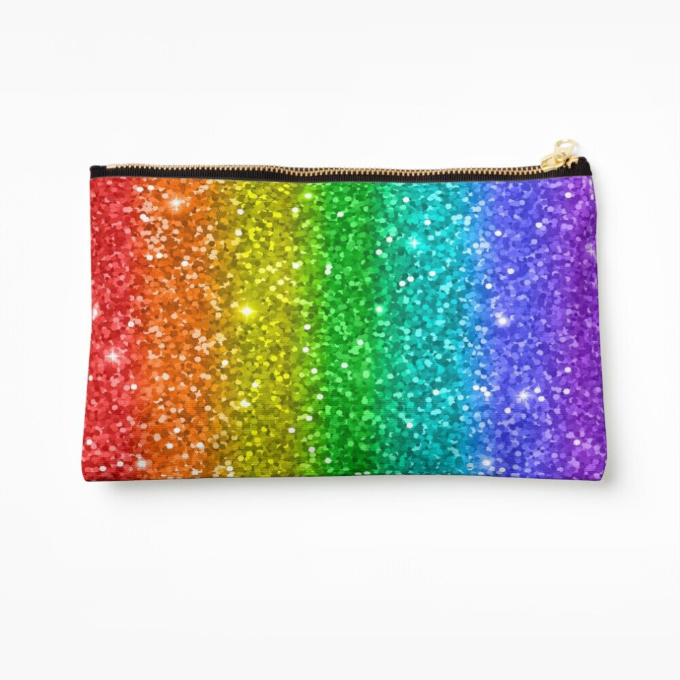 Whibos Makeup Bag Glittery Rainbow Cosmetic Organizer Tyvek Paper Bags Zipper Pouch