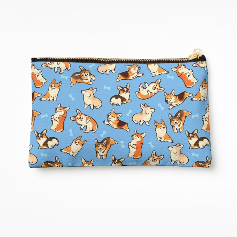 Whibos Blue Makeup Bag Jolly Corgis In Cosmetic Organizer Tyvek Paper Bags Zipper Pouch