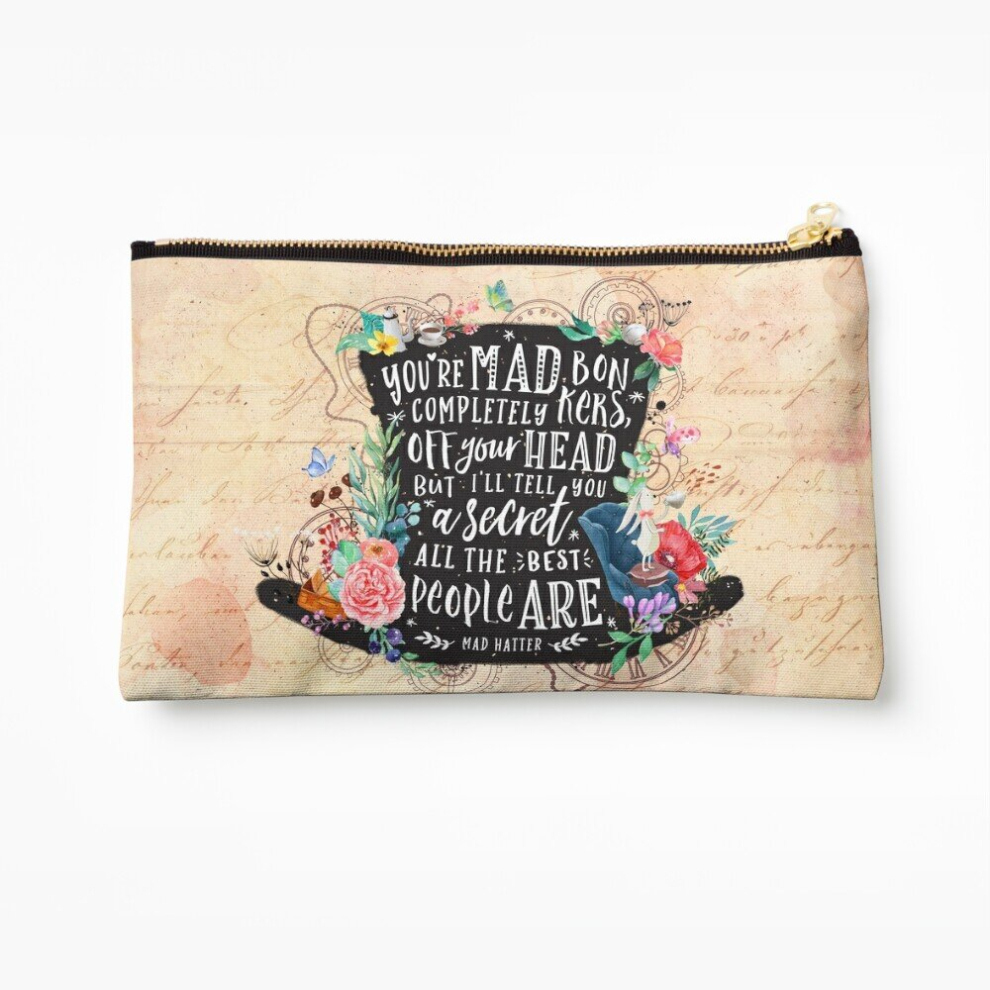 Whibos Makeup Bag Mad Hatter Cosmetic Organizer Tyvek Paper Bags Zipper Pouch