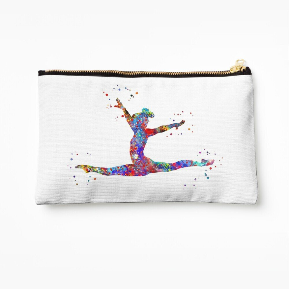 Whibos Makeup Bag Gymnastics Girl, Watercolor Gymnastics Cosmetic Organizer Tyvek Paper Bags Zipper Pouch