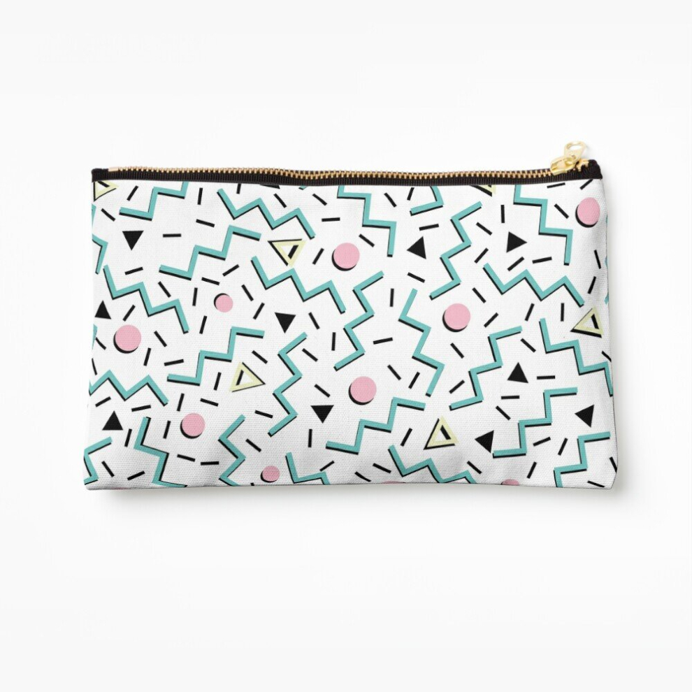 Whibos Makeup Bag Back To The 80'S Eighties, Funky Memphis Pattern Design Cosmetic Organizer Tyvek Paper Bags Zipper Pouch