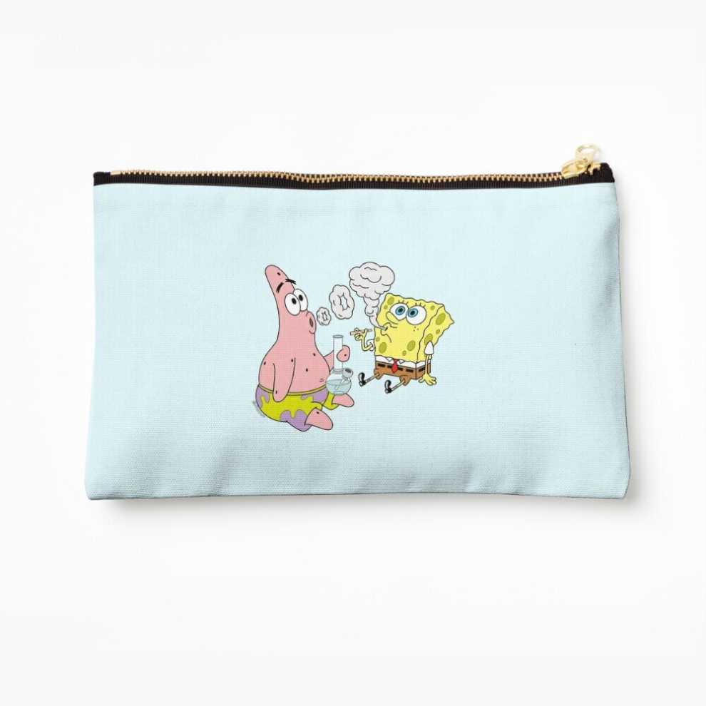 Whibos Makeup Bag Spongebob And Patrick Smoking Weed Cannabis Cartoon Art Cosmetic Organizer Tyvek Paper Bags Zipper Pouch