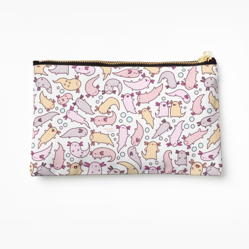 Whibos Makeup Bag Adorable Axolotls Cosmetic Organizer Tyvek Paper Bags Zipper Pouch