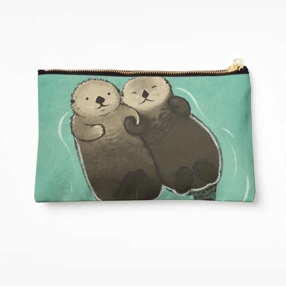 Whibos Makeup Bag Significant Otters - Otters Holding Hands Cosmetic Organizer Tyvek Paper Bags Zipper Pouch