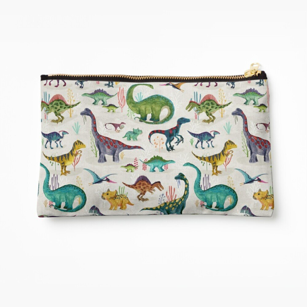 Whibos Makeup Bag Bright Dinosaurs Cosmetic Organizer Tyvek Paper Bags Zipper Pouch