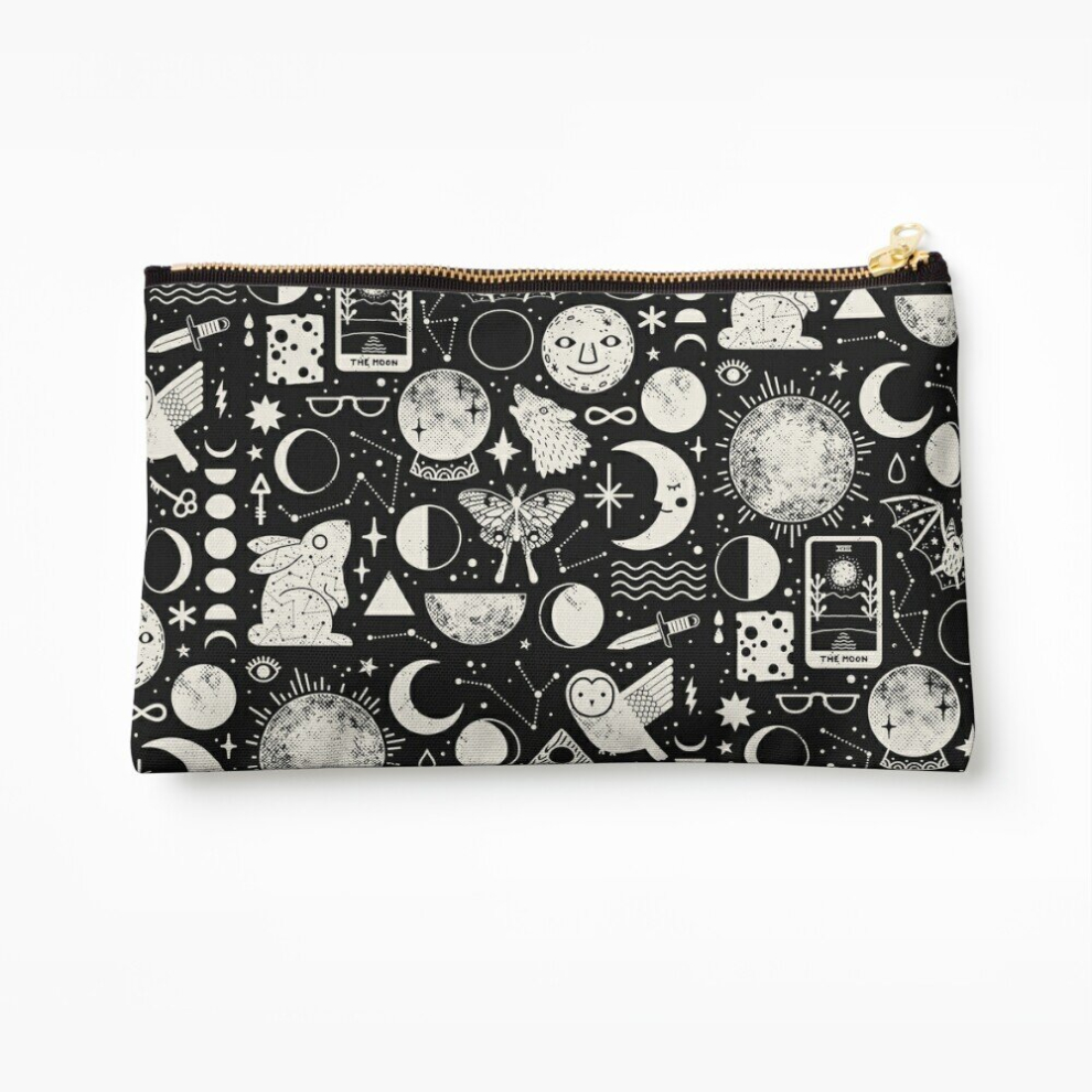 Whibos Makeup Bag Lunar Pattern: Eclipse Cosmetic Organizer Tyvek Paper Bags Zipper Pouch